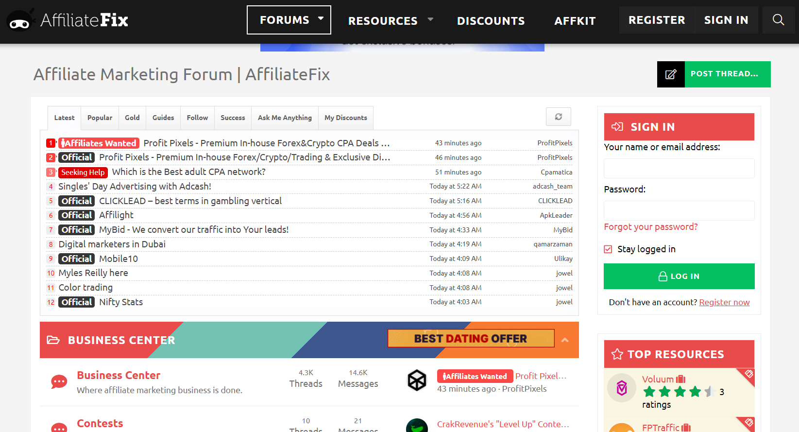 Арбитражный форум Affiliate Fix